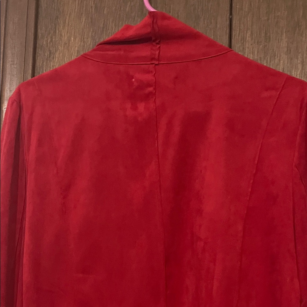 bagatelle Red Draped Open-Front Suede Blazer Large - Picture 11 of 12